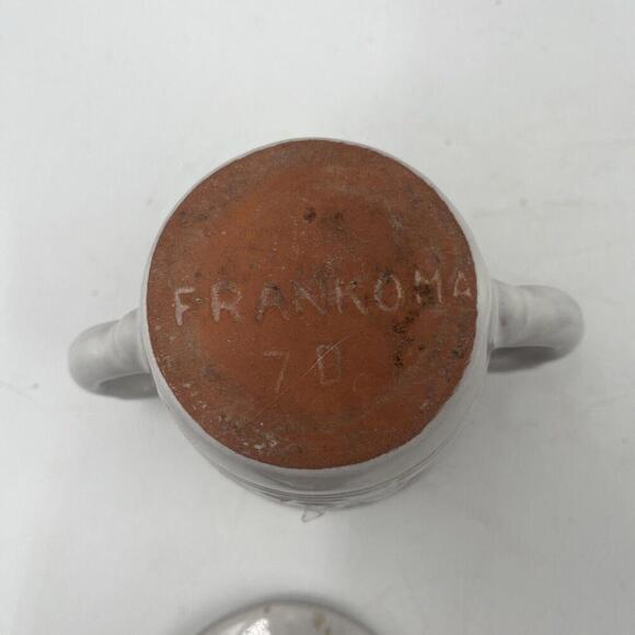 Frankoma Embossed White Small Sugar Bowl Dish with Lid Textured Sides 4" Tall - Picture 5 of 6